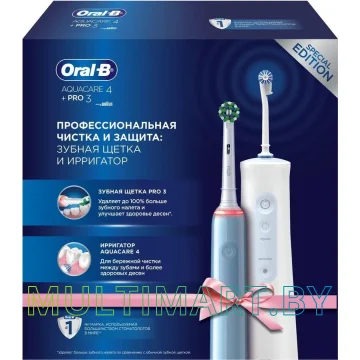 Электрическая зубная щетка и ирригатор Oral-B Aquacare 4 MDH20.016.2 + Pro 3 D505.513.3